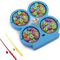 Jogo Pega Peixe Pescaria Maluca 32 Peixes E 4 Varas com pilhas