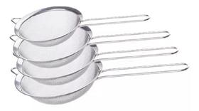 Jogo Peneiras 4 Peças Aço Inox Tamanhos PP P M G Utensílios - Escritex
