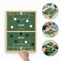 Jogo peteleco gol a gol campo futebol de botao madeira dedobol chute estilingol brinquedo infantil educativo mesa escola