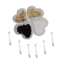 Jogo Petisqueira e garfinhos Coração Melamina Branco Petisco