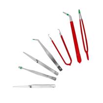 Jogo Pinça 7pçs Grande Profissional Aço Eletrônica Relógio