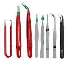 Jogo Pinças Reta Curva Ponta Fina Costura Overlock - 08pçs.