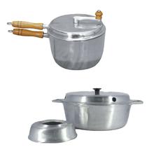 Jogo Pipoqueira e Forma de Bolo Aluminio Fundido Polido N22