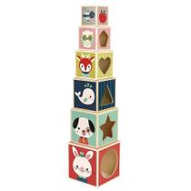 Jogo Pirâmide de 6 Blocos, da Baby Forest, Janod - Brinquedo de Madeira de Empilhar Caixas - Cód. J08016 Jogo Pirâmide de 6 Blocos, da Baby Forest, Janod - Brinquedo de Madeira de Empilhar Caixas - Cód. J08016