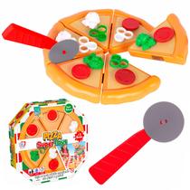 Jogo Pizza Infantil De Montar Fatias Ingredientes Tecido Autocolante Com Cortador Cartas Educativo