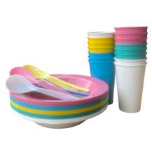 Jogo plastico refeição alimentação merenda escolar colorido não quebra premium cozinha microondas - Decorplast