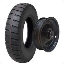 Jogo Pneu 3758 Roda Aro 8 Com Rolamento Uso Carretinhas