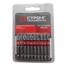 Jogo Ponta Bits PH2 50 Kit 10 Peças Ponteira Magnética Antiderrapante Parafusadera Imã