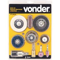 Jogo ponta montada e escovas com 10 peças Vonder