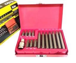 Jogo Pontas Bits Torx Longa Curta T20 A T55 E Adaptador 1/2