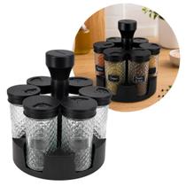 Jogo Porta Condimentos Giratório 6 Potes de Vidro Diamond 85ml com Base - Belovidro Jogo Porta Condimentos Giratório 6 Potes de Vidro Diamond 85ml com Base - Belovidro