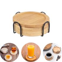 Jogo Porta Copos Bambu Suporte Base Tampa Xicaras Kit 4pçs - Jogo Porta Copos Bambu Suporte Base Tampa Xicaras Kit 4pçs -