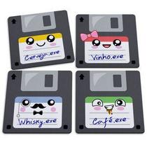 Jogo porta copos floppy disk com 4 pcs