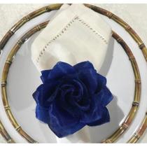 Jogo Porta Guardanapo 6un Flor Azul Lé Crochet