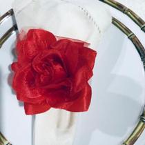 Jogo Porta Guardanapo 6un Flor Vermelha Lé Crochet
