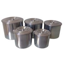 Jogo Porta Mantimentos Lata Alumínio Polido 5 Peças