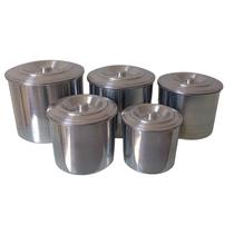 Jogo Porta Mantimentos Lata Alumínio Polido 5 Peças