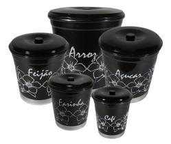 Jogo Porta Mantimentos Potes 5 Peças Redondo De Alumínio Com Tampa Colors Jogo Porta Mantimentos Potes 5 Peças Redondo De Alumínio Com Tampa Colors