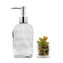 Jogo Porta Sabonete Líquido Vidro Clear Coração e Mini Vaso Suculenta - Tuut