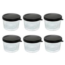 Jogo Pote De Vidro 220ml 6 Peças Tampa De Plástico Colorida Jogo Pote De Vidro 220ml 6 Peças Tampa De Plástico Colorida