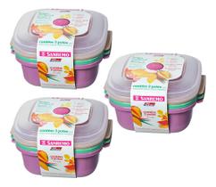 Jogo Pote Plástico 1300ml Quadrado Vac Freezer Kit 9 Sanremo