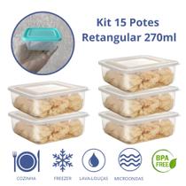 Jogo pote plástico retangular 15 peças mini, kit pote BPA free