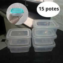 Jogo pote plástico retangular 15 peças mini, kit pote BPA free