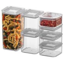 Jogo Potes Herméticos Organizadores Empilháveis Modo 7 Peças Jogo Potes Herméticos Organizadores Empilháveis Modo 7 Peças