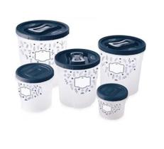 Jogo Potes Porta Mantimentos 5Pçs Azul - PlasÚtil Jogo Potes Porta Mantimentos 5Pçs Azul - PlasÚtil