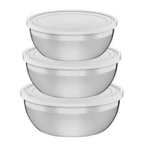 Jogo Potes Tramontina Freezinox Inox Tampa Plástica 3 Peças