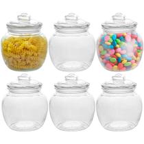 Jogo Potes Vidro Hermético Bomboniere Transparente 620Ml 6 Jogo Potes Vidro Hermético Bomboniere Transparente 620Ml 6