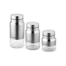 Jogo Potes Vidro + Inox Conserva Pq 3 Pcs