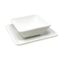 Jogo Prato Cerâmica Quadrado C/2 Pcs 11-15Cm