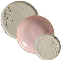 Jogo Prato Raso Fundo e de Sobremesa Campestre Litchi Mesa Posta Porto Brasil