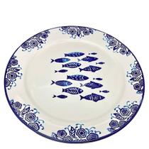 Jogo Prato Raso Jantar 6 Pessoas 6pçs Peixe Praia Mar 31cm