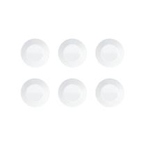 Jogo Prato Raso Saturno Branco Vidro Nadir - Kit 6 Peças