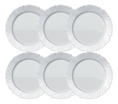 Jogo Prato Raso Vidro Branco Petala Duralex Nadir Kit 6 Un