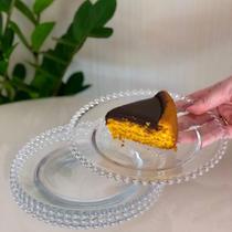 Jogo Prato Sobremesa Cristal Pearl Wolff bolo doces 20 cm decorado bolinha