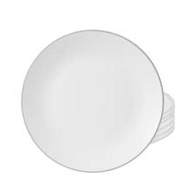 Jogo Pratos De Sobremesa 19cm Porcelana Kit 6 Peças Luxo Borda Prata Legacy Silver