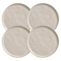 Jogo Pratos De Sobremesa 21Cm Kit 4 Pçs Bio Latte Rustico