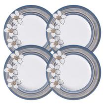 Jogo Pratos De Sobremesa 21cm Kit 4 Peças Nix Porcelana Decorada Floral Tramontina