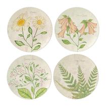 Jogo Pratos De Sobremesa Kit 4 Pcs 20Cm Corona Lovely Garden