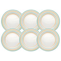 Jogo Pratos De Sobremesa Kit 6 Peças 18cm Cerâmica Louros Biona Oxford
