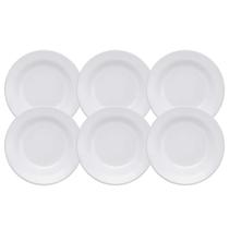 Jogo Pratos De Sobremesa Kit 6Pcs 19Cm Branco Cerâmica Biona