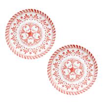 Jogo Pratos Facetado Marsala 27cm Resistente Grande Redondo