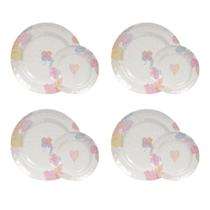 Jogo Pratos Melamina 4un 22cm 4un 28cm Raso Plástico Família Kit Restaurante Buffet