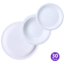 Jogo Pratos Porcelana 10 Raso 10 Fundo 10 Sobremesa 10 Pessoas Iguaçu 30 Peças