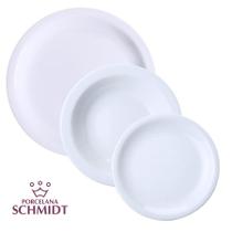 Jogo Pratos Protel 6 Rasos 6 Fundos 6 Sobremesa Porcelana Schmidt 6 Lugares