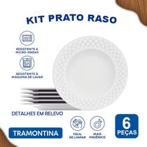 Jogo Pratos Rasos 27 Cm Tramontina Ingrid Porcelana 6 Peças