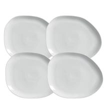 Jogo Pratos Sobremesa 22,5Cm 4 Peças Oval Orgânico New White